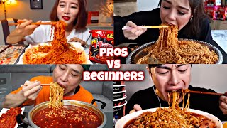 Pros vs Beginners eating spicy noodles [upl. by Anerom]