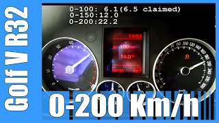 VW Golf V R32 0200 kmh FAST Acceleration Test Beschleunigung [upl. by Eissel186]