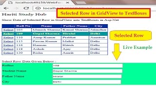 Display GridView Selected Row data in TextBox in AspNet  Hindi  Learn Aspnet [upl. by Stockmon]