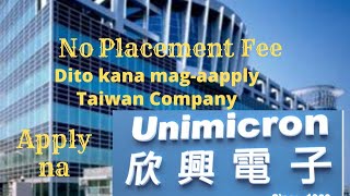 NO PLACEMENT Fee Unimicron Technology Corp Xinfeng hsinchu Taiwan [upl. by Sirref485]