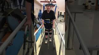 Jamie Boyle Walking With Walker With DonJoy Knee Braces In Physio  Guillain Barre Syndrome Recovery [upl. by Robi]