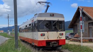 départ de la BDe 44 6 quotVeveyquot Trans N sur la ligne La ChauxdeFondsLes Ponts de Martel au Stand [upl. by Kcirttap305]