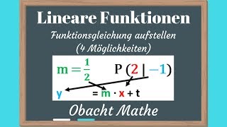 Funktionsgleichung aufstellen  Übungen mit Lösungen  lineare Funktionen GERADEN  ObachtMathe [upl. by Aseek]