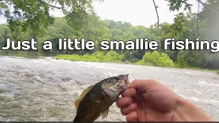 Fishing for smallmouth on a flooded river [upl. by Sayre]