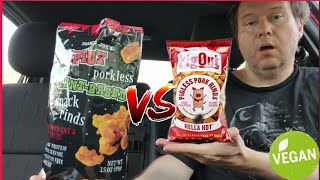 Trader Joes Spicy Porkless Pork Rinds VS pig out [upl. by Elagibba]