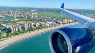 First Class – Scenic Approach  Landing in Boston – Delta Airlines – Airbus A220100 – N131DU [upl. by Solram]