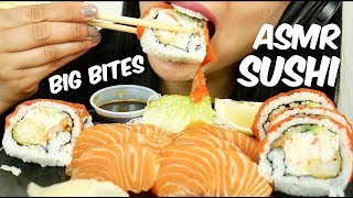 ASMR SASHIMI  SUSHI ROLL Eating Sounds BIG BITES NO TALKING  SASASMR [upl. by Thorlay]