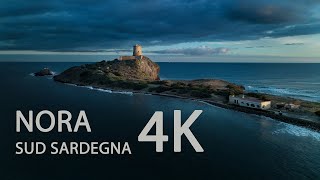 Spiaggia di Nora Sud Sardegna Spettacolare tramonto invernale sul mare 4K [upl. by Chelton]