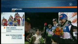 Siegerehrung der Staffel der Damen in Pyeongchang [upl. by Athalla]