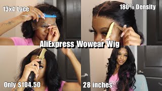 Detailed Wig Install using AliExpress Wowear 28 inches 13X4 Body Wave Wig for ONLY 10450 👀 [upl. by Htebi]