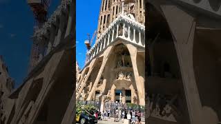 Up close exterior view of the Basilicica de la Sagrada Familia sagradafamília spain travel [upl. by Areehs]