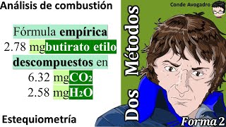 𝐀𝐧á𝐥𝐢𝐬𝐢𝐬 𝐝𝐞 𝒄𝒐𝒎𝒃𝒖𝒔𝒕𝒊ó𝒏 Fórmula empírica 278 mg butirato de etilo 632 mg CO2 258 mg de H2O [upl. by Edras]