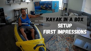 Intex Explorer K2 Inflatable Kayak unboxing setup amp first impressions [upl. by Poucher]