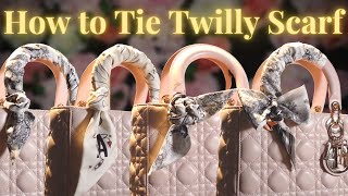 How To Tie A Twilly Scarf  Lady Dior Bag My ABC Dior Mitzah Scarf [upl. by Stoller]