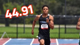 High Schooler Justin Robinson Runs 400m World Lead [upl. by Nyladnewg82]