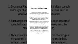 Branches of Phonology Segmental Suprasegmantal Synchronic and Dichronic phonology linguistics [upl. by Itida]