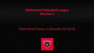 Chelmsford Volleyball League Division 2 CVC Flames Vs Boswells Girls U18 08102023 [upl. by Salome]