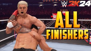 WWE 2K24 ALL FINISHERS [upl. by Seuqirdor]