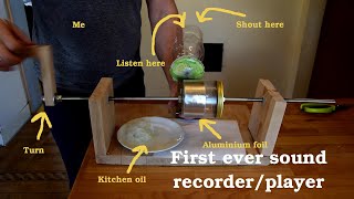 DIY phonograph  sound recorderplayer from aluminium foil and wood [upl. by Sixel636]