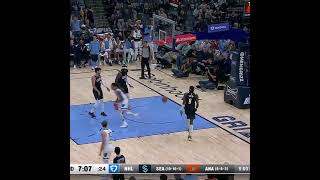 Ja Morant can do it all🤩Attack with authority Draw the defense Behindtheback pass for the slam [upl. by Torbert810]