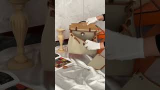 Hermès Herbag Zip 31 冰川白金棕琺瑯白釦手提肩背包 [upl. by Essa]