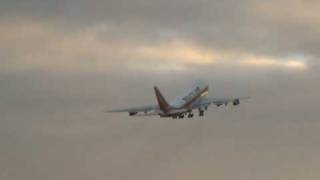 Take off Kalitta Air Boeing 747100 SF Maastricht Aachen [upl. by Sakram342]