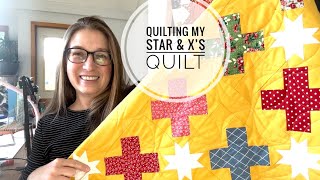 Finishing the quilting on the Stars and Xs quilt VLOG [upl. by Ibrik]