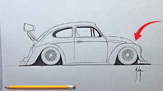 COMO DIBUJAR UN VOCHO  volkswagen beetle  ESCARABAJO [upl. by Georglana]