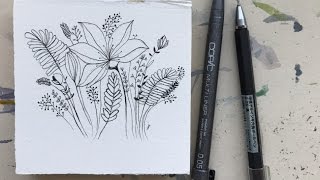 식물 펜 일러스트 그리기 Drawing  botanical pen illustration [upl. by Attekal]