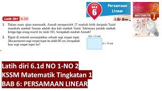 KSSM Matematik Tingkatan 1 Bab 6 latih diri 61d persamaan linear buku teks tingkatan 1 pt3 [upl. by Dewhirst]