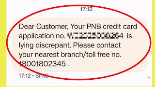 Fix Your PNB credit card application is lying discrepant Problem Solve In Panjab National Bank [upl. by Samuele]