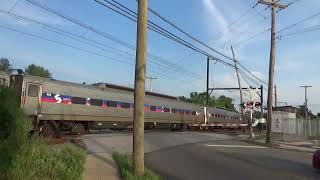 SEPTA Outbound Warminster Line Train at Mt Carmel Avenue Grade Crossing [upl. by Elpmet]