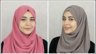 2 New Chiffon Hijab Tutorials  Muslim Queens by Mona [upl. by Kelby]