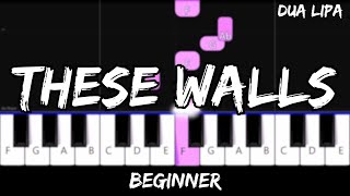 Dua Lipa  These Walls  Easy Beginner Piano Tutorial  For 1 Hand [upl. by Ahsinwad]