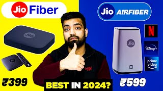 Jio Fiber Vs Jio AirFiber In 2024 🔥 Installation Charges Plans Speed  Full Details [upl. by Tudela]