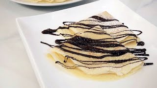 Cómo hacer crepes caseros con chocolate receta fácil de masa de crepes [upl. by Aliuqahs]