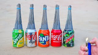 EXPERIMENT Sparklers vs CocaCola Mtn Dew Fanta Sprite [upl. by Ettevy]