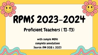 RPMS 20232024  with sample MOVs and annotations [upl. by Karel]