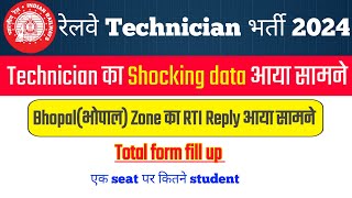 RRB Technician total form fill up 2024  Bhopal Zone RTI Reply  rrb technician vacancy 2024 [upl. by Suhcnip]