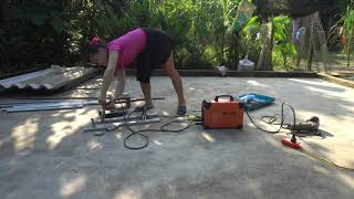 Female mechanic  making steel clothes drying racks girl repairing and restoring old things [upl. by Odnesor]