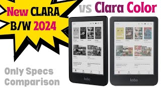 New Kobo Clara BW 2024 vs Clara Color Specs Comparison Only [upl. by Althea]