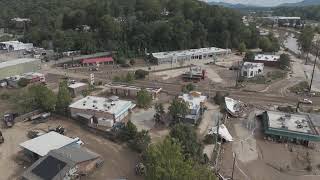 Drone footage of Hurricane Helene destruction in muddy Asheville North Carolina [upl. by Pisano]