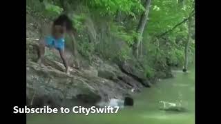 Guy saves friend from being eaten by Alligator with Elbow Drop [upl. by Emmalynne]