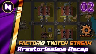 Factorio Krastorissimo Recap  2 A CITY EMERGES  Livestream Summary [upl. by Laertnom]