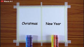 How to draw Christmas and New Year  Easy Christmas and New Year Oil pastel  Drawing for Beginners [upl. by Fe]