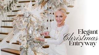 Elegant Christmas Decor for Your Home  Dreamy White Christmas Entryway  Staircase Reveal [upl. by Allwein]