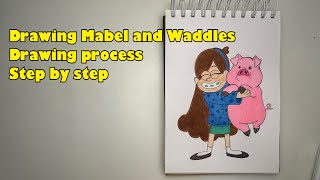 How to draw Mabel and Waddles from Gravity falls step by step Free art lessons Drawing tutorial [upl. by Goat]