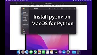 Python install with pyenv on Mac [upl. by Raimondo]