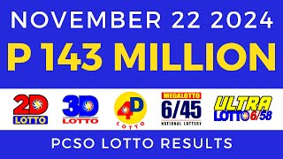 Lotto Result Today 9pm November 22 2024 PCSO [upl. by Notwal273]