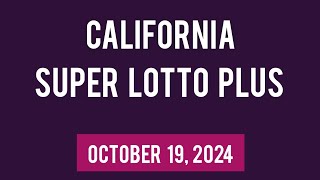 California SuperLotto Plus Draw Result October 19 2024 [upl. by Yekciv]